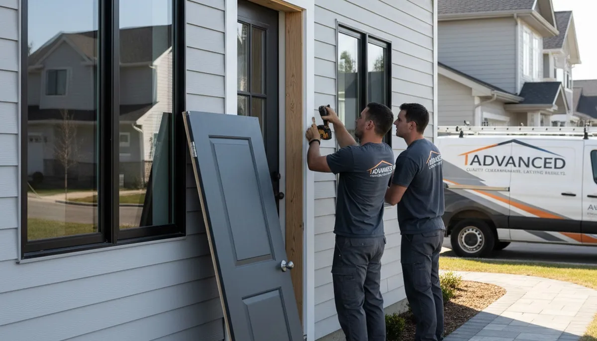 Vinyl siding repair and door restoration by Next Level Exteriors in Austin, TX