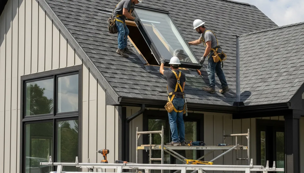 Professional skylight installation on vinyl siding home in Austin, TX by Next Level Exteriors